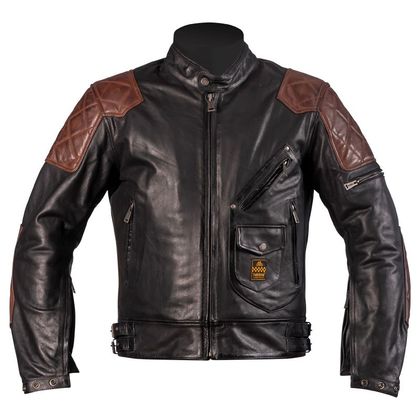 Blouson Helstons CHUCK CUIR BUFFLE ET VACHETTE - Noir / Beige