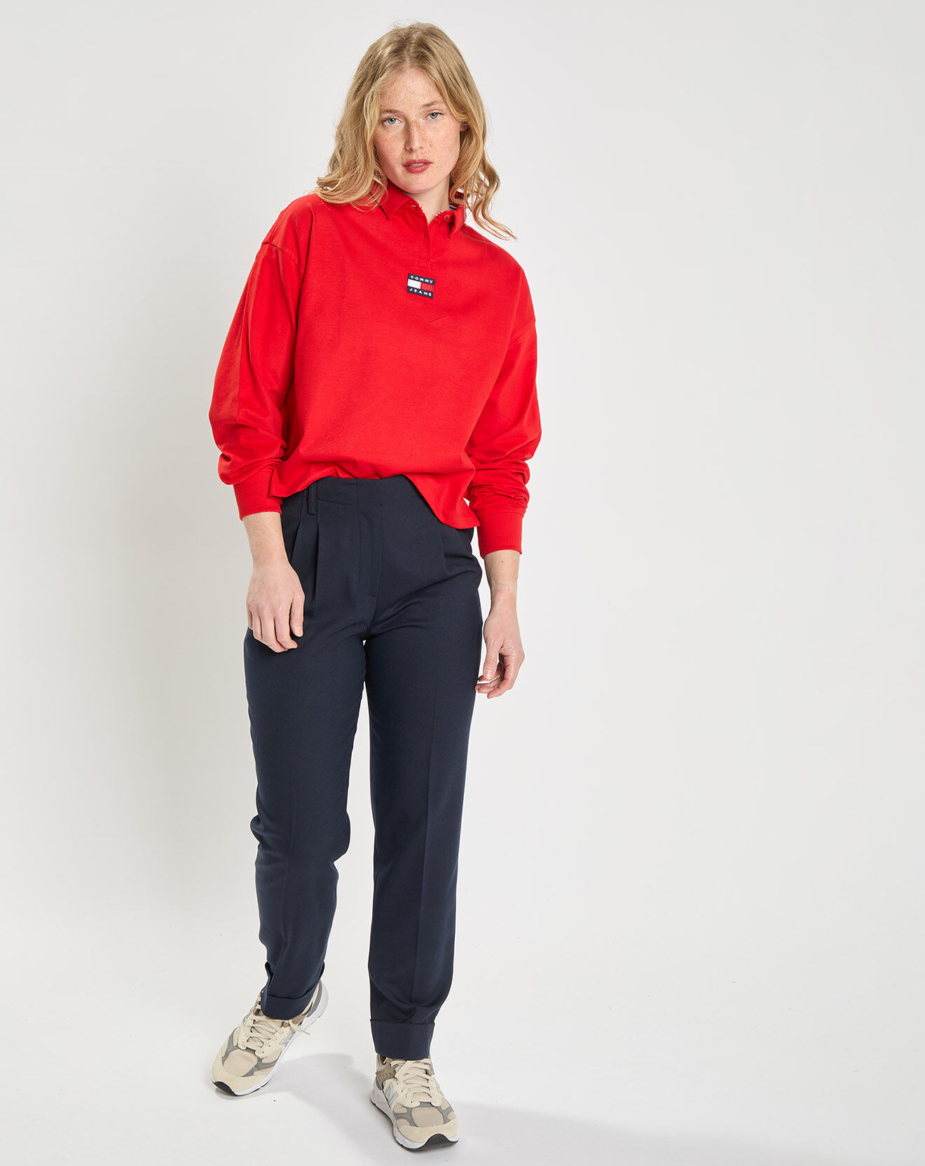 Tommy Hilfiger Pantalon Regular à pinces en Flanelle bleu marine