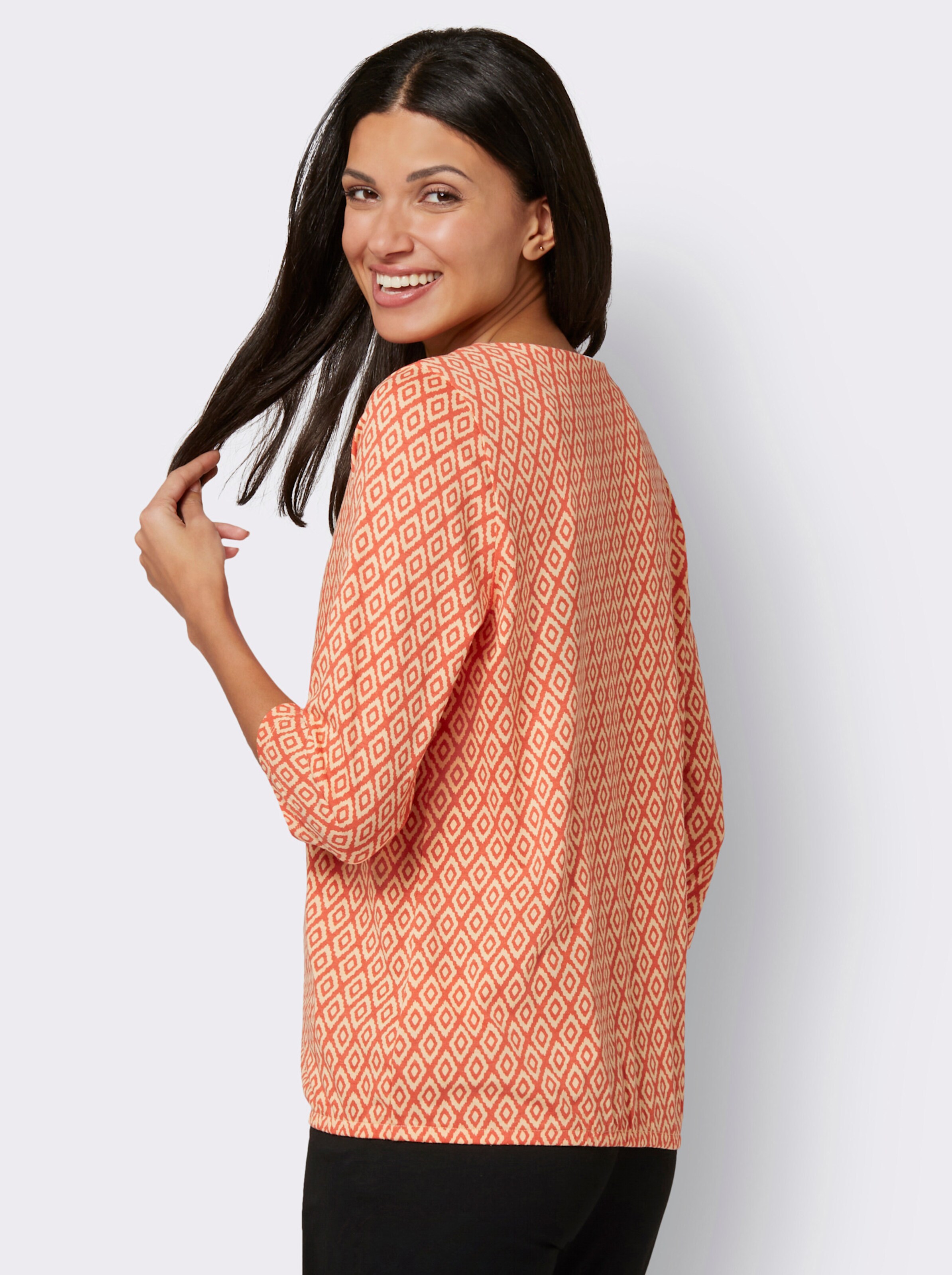 34-Arm-Shirt mit elastischem Saum