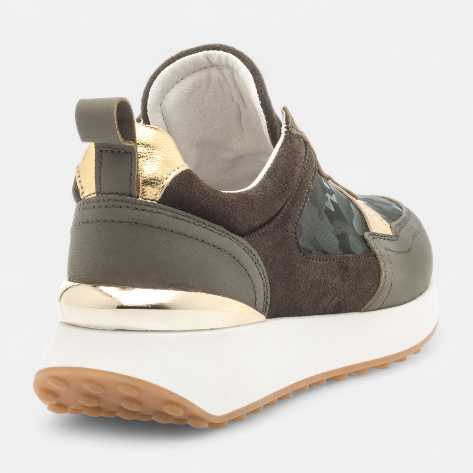 Baskets basses Femme en cuir kaki