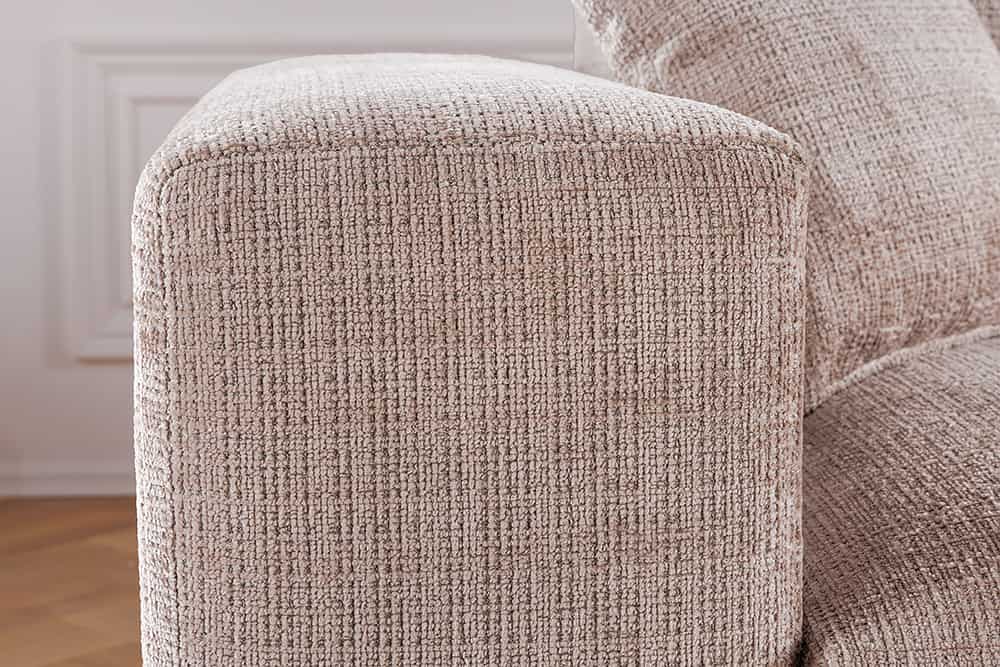 Modernes Ecksofa SIGNATUR 260cm beige Chenille Cremona beidseitig stellbar inkl. Kissen