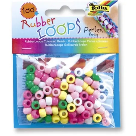 Folia Bringmann 33901 Rubber Loops Perlen, 100 Stück
