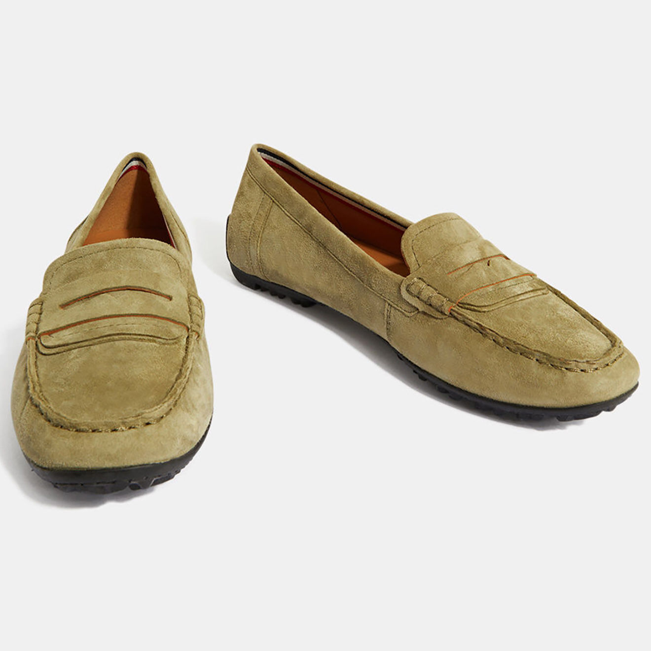 Geox Mocassins en Velours de Cuir Kosmopolis kaki