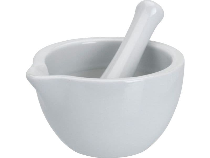 FURBER Mörser mit Stössel 10 cm, Porzellan Stampfer aus Porzellan