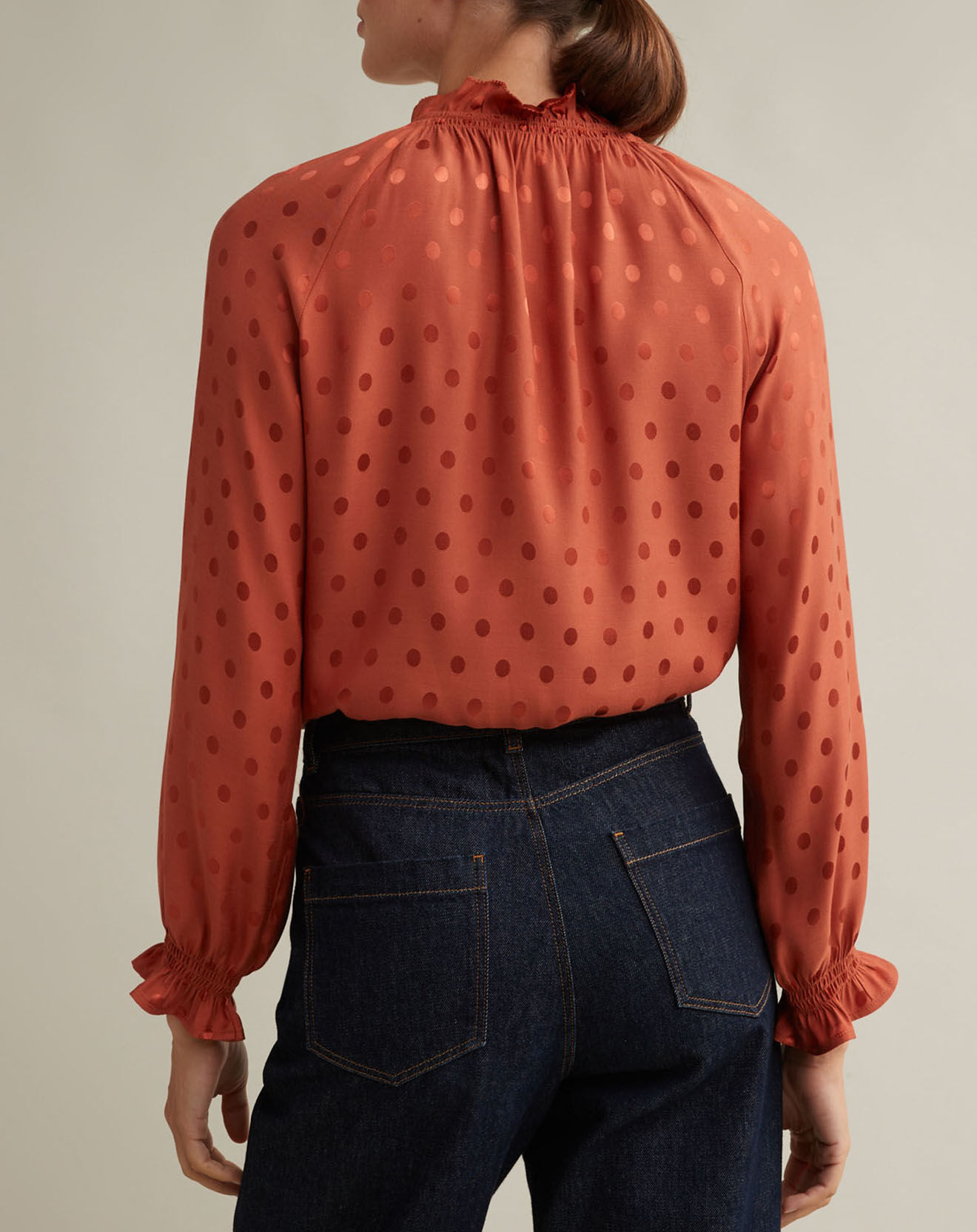 Cyrillus Blouse jacquard à pois rose moyen