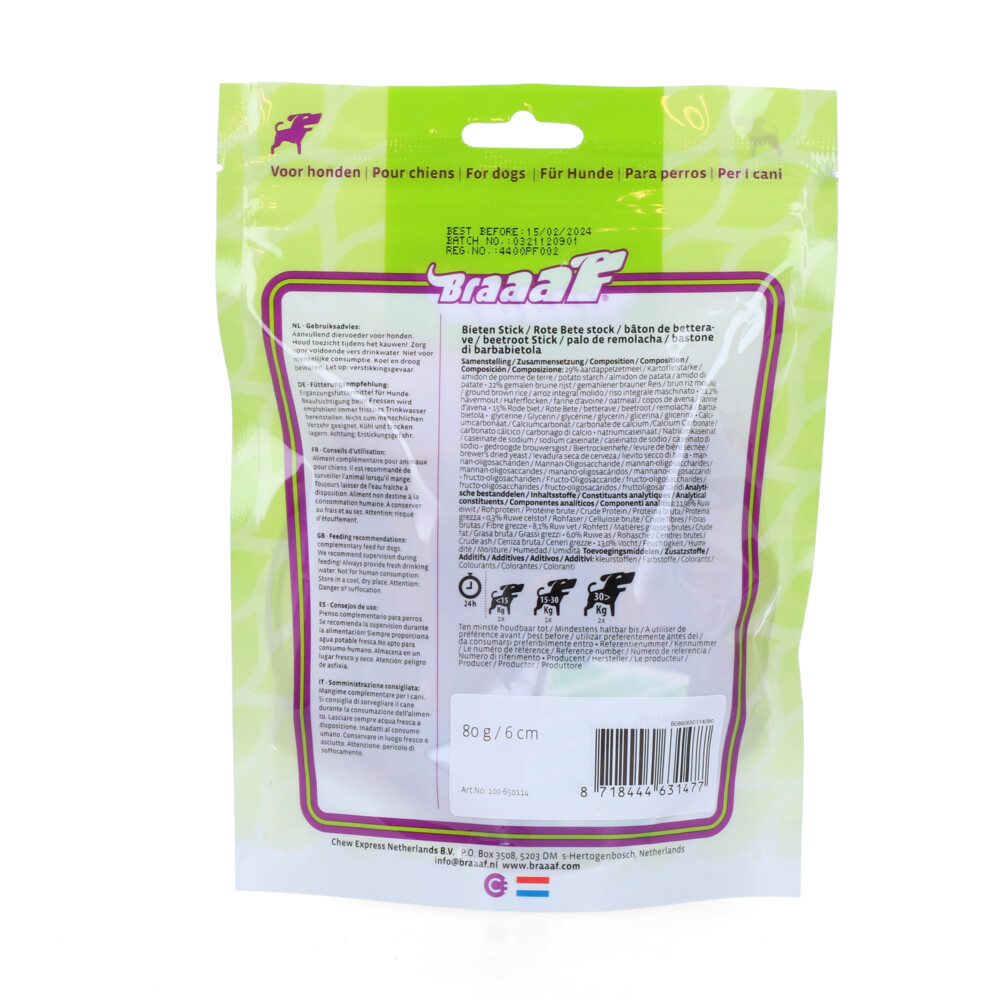 Braaaf Bieten Sticks 6 cm80 gr