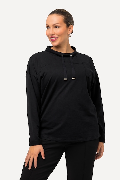 Sweatshirt, Schriftmotiv, Boxy, Stehkragen, Langarm
