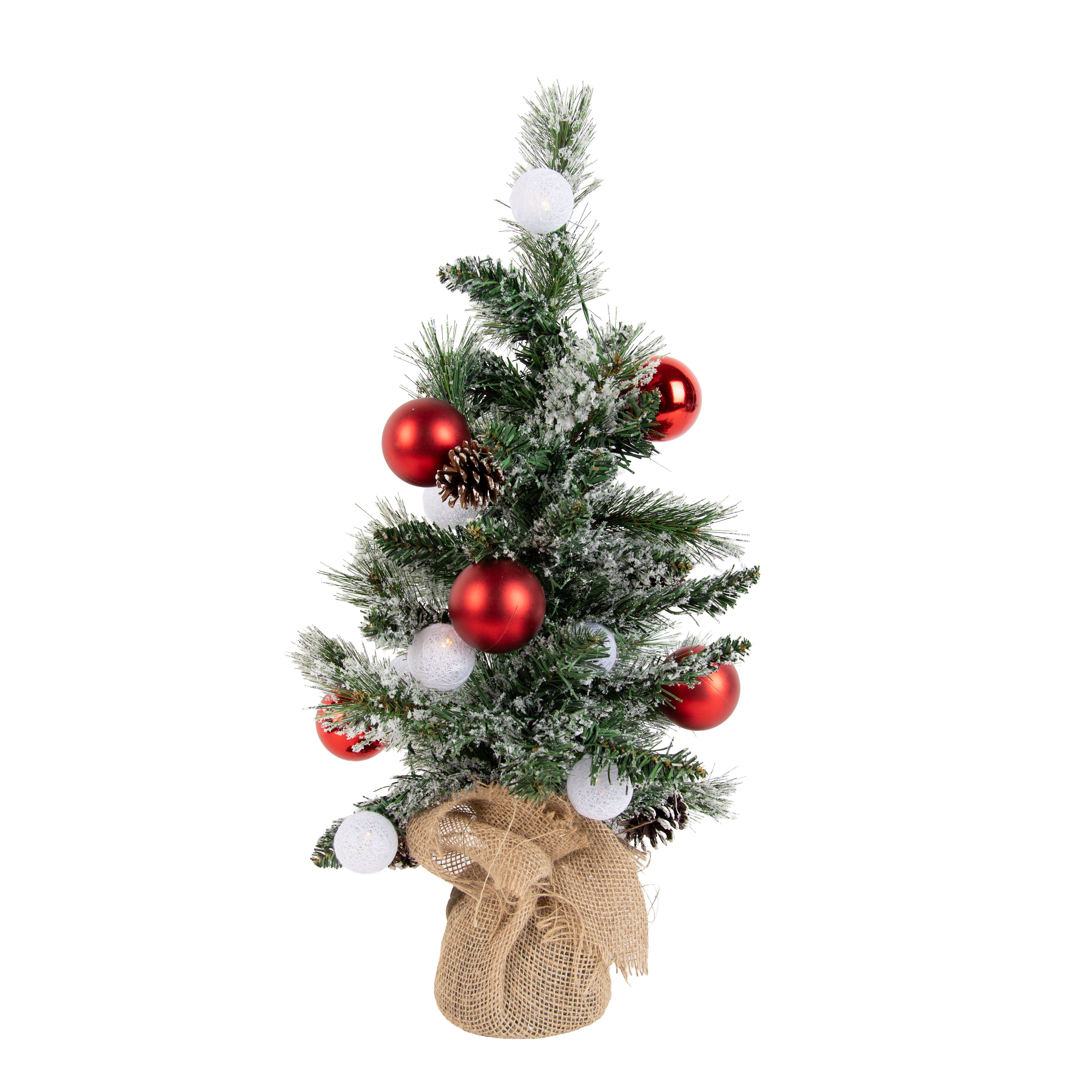Kerst kerstboom wit met rood 60cm incl. LED met timer - Jack