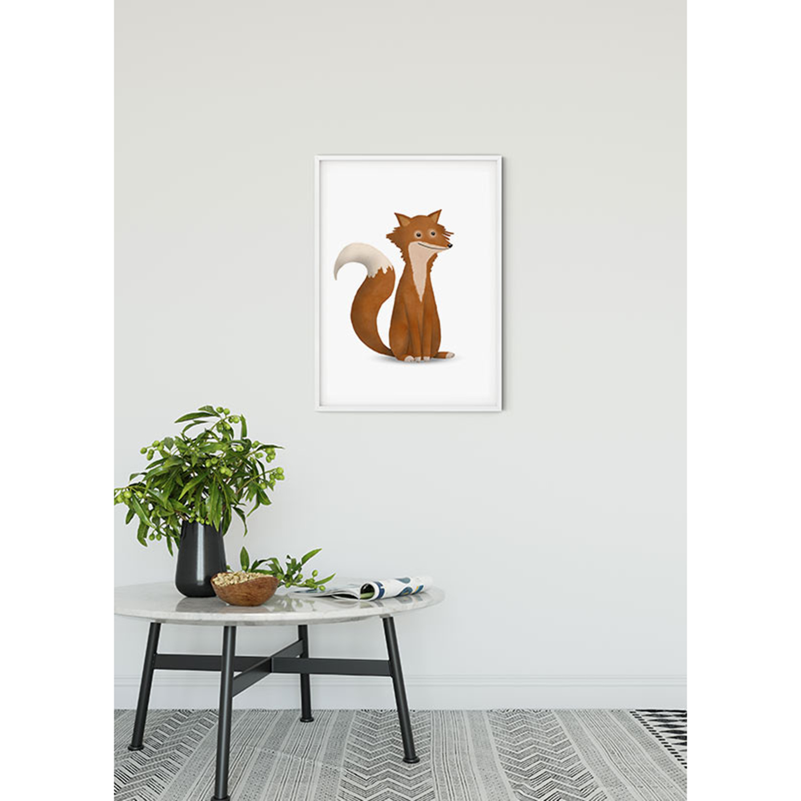 Wandbild CUTE ANIMAL FOX - weiß-rot-beige - 50x70 cm