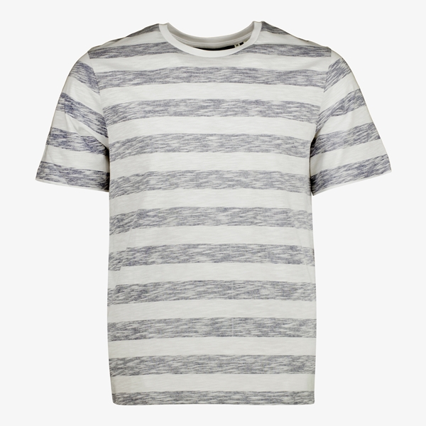 Produkt heren T-shirt wit met grijze strepen