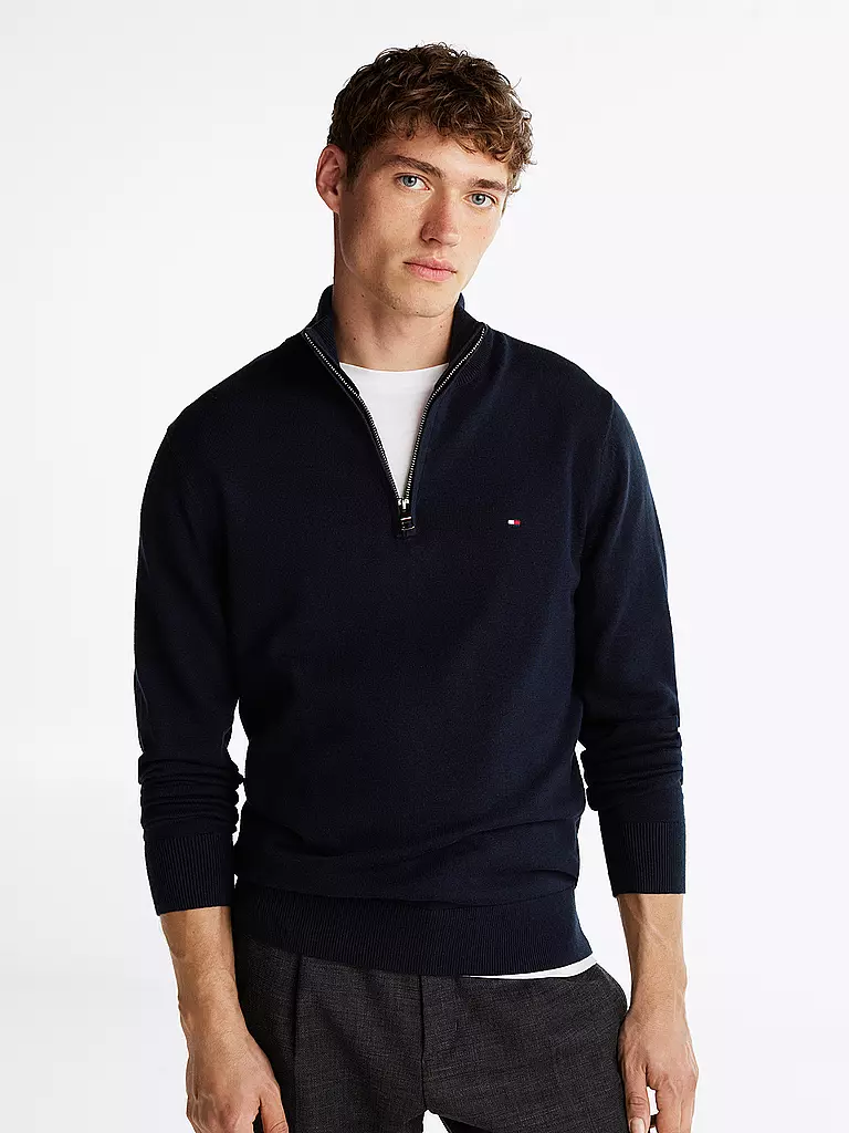 TOMMY HILFIGER Troyer Pullover blau