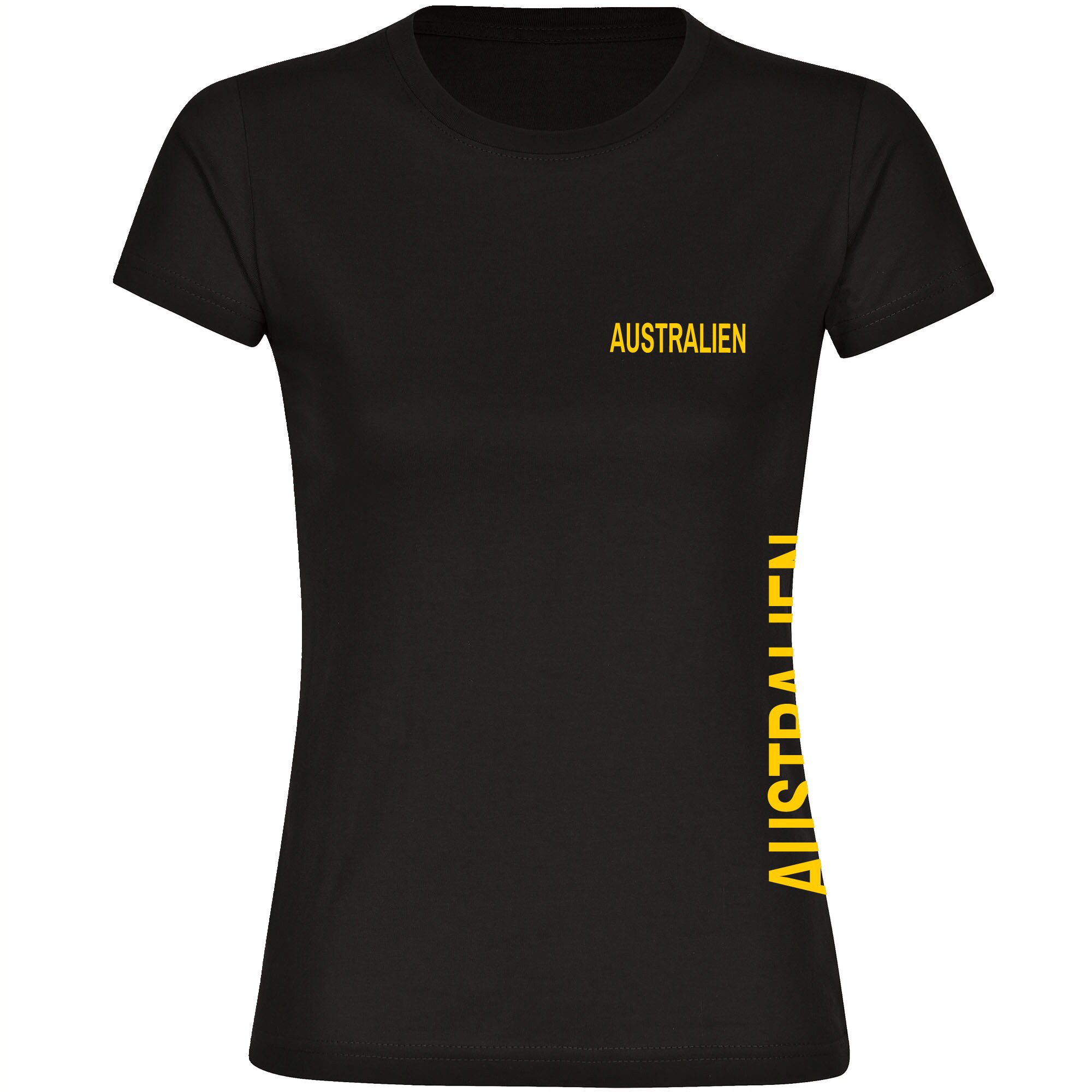 multifanshop® Damen T-Shirt - Australien - Brust & Seite - Druck gelb