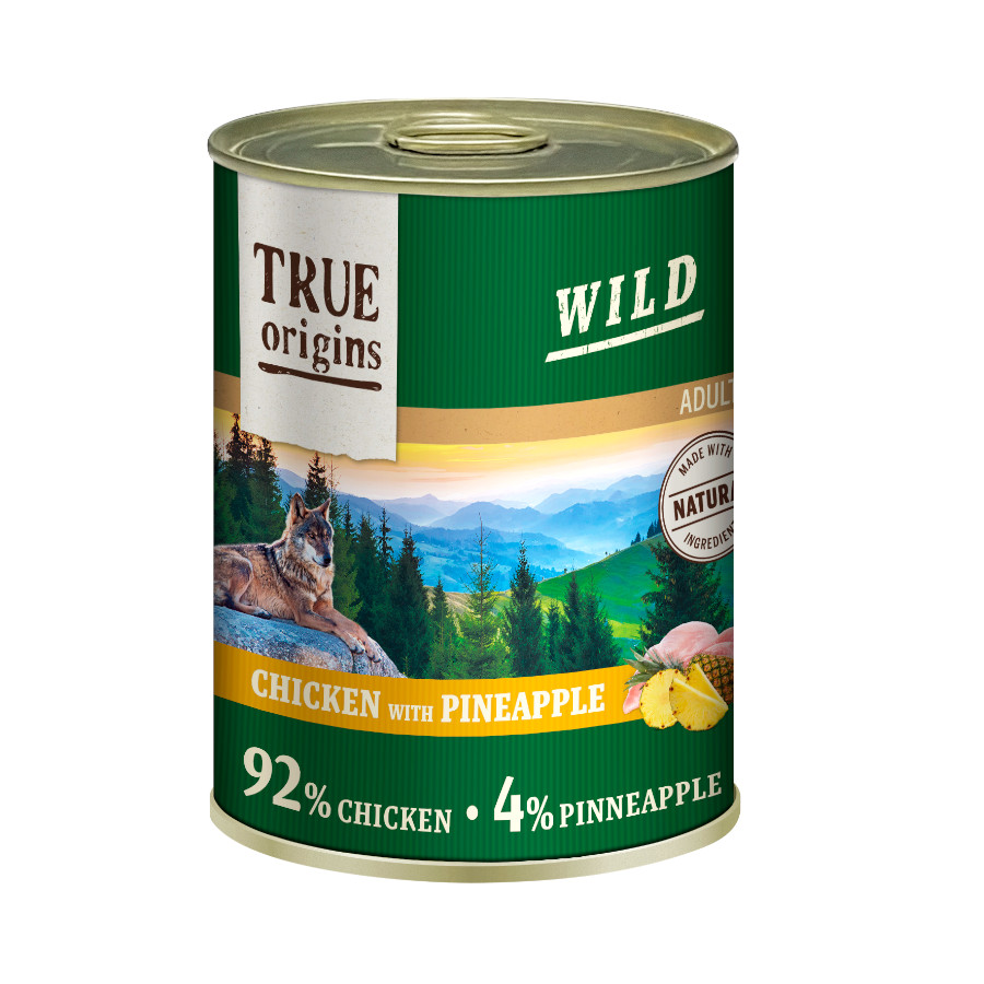Lata de 400g de True Origins Wild Adult Chicken and Pineapple para cães