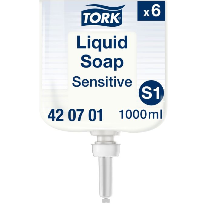 Tork 420701 6st extra milde vloeibare zeep S1/S11 geurvrij 6 x 1000 ml (420701)