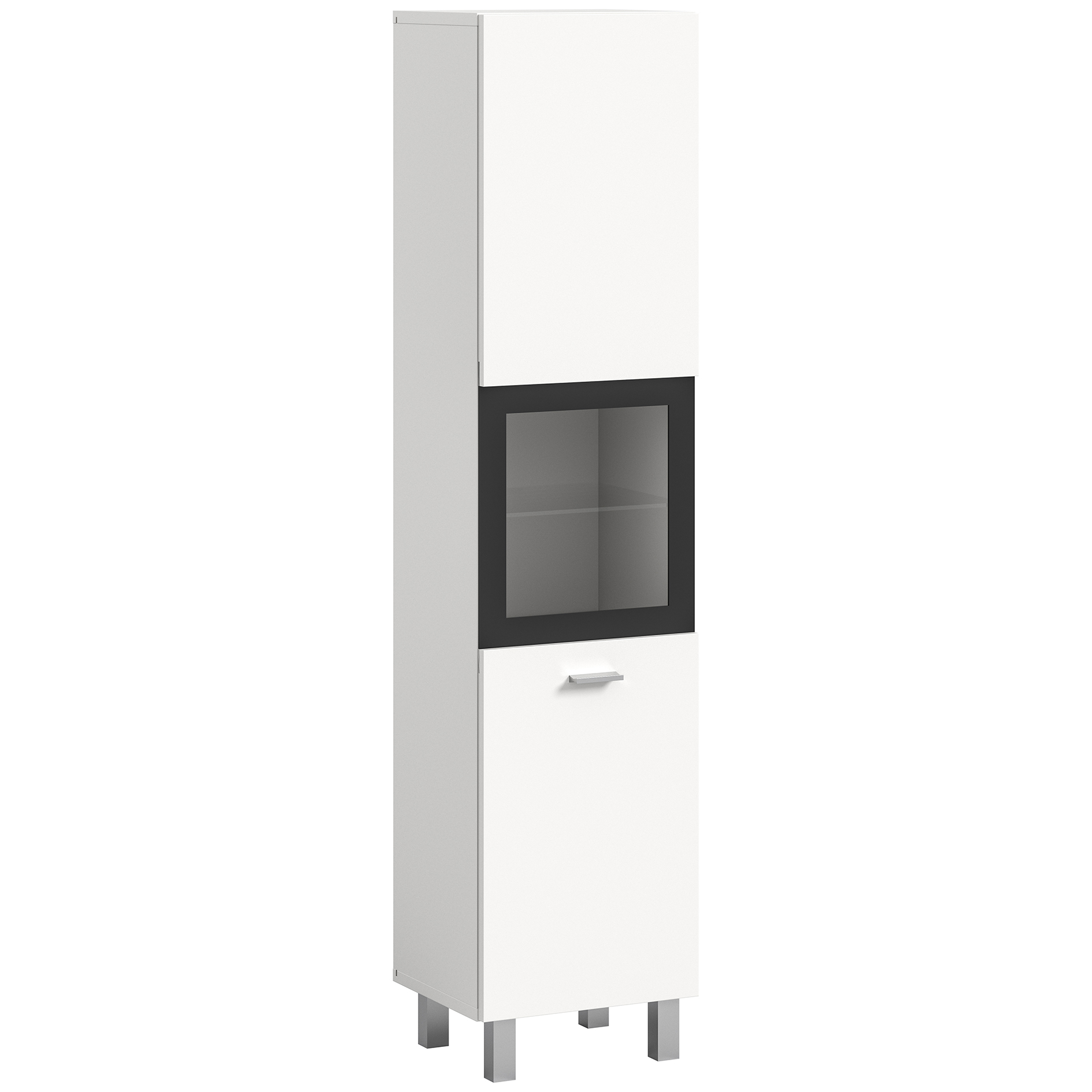 Badschrank BOSTON - weiß-schwarz - 30 cm