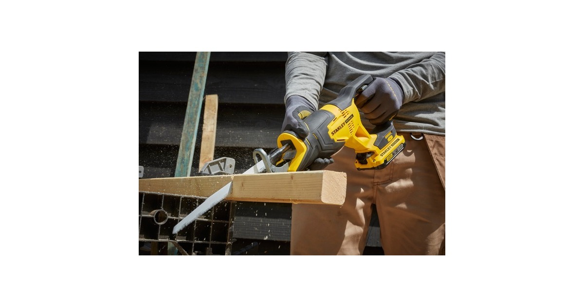 StanleyFATMAX V20 18V Reciprozaag  (Geel/zwart, Koffer, 2 accu's (2.0Ah) en oplader (2A) inbegrepen)