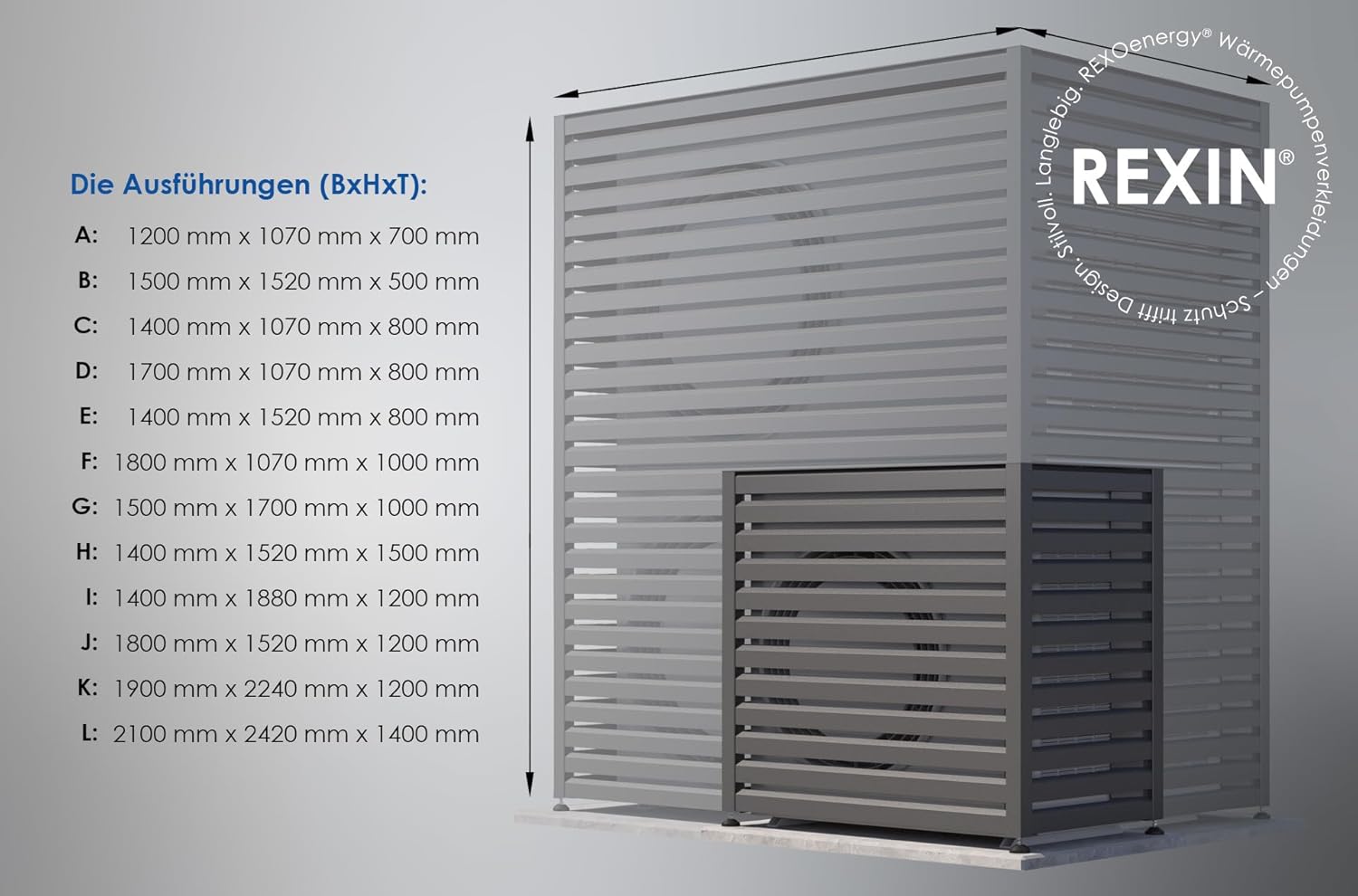 REXOenergy® Wärmepumpenverkleidung, Anthrazit - Rhombus Anthrazit (A)