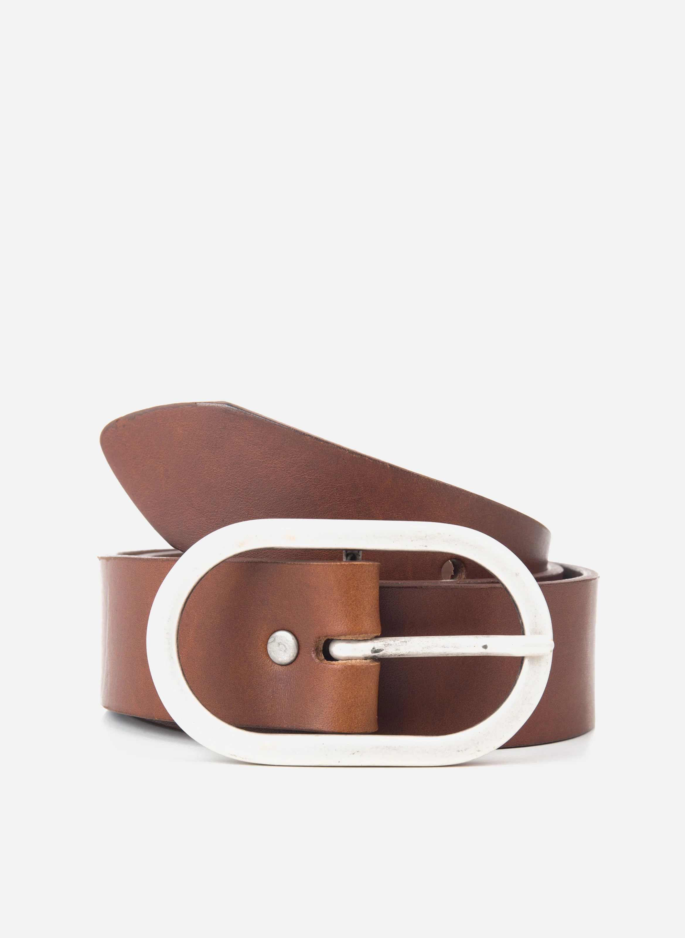 Ceinture large cuir lisse | Marron