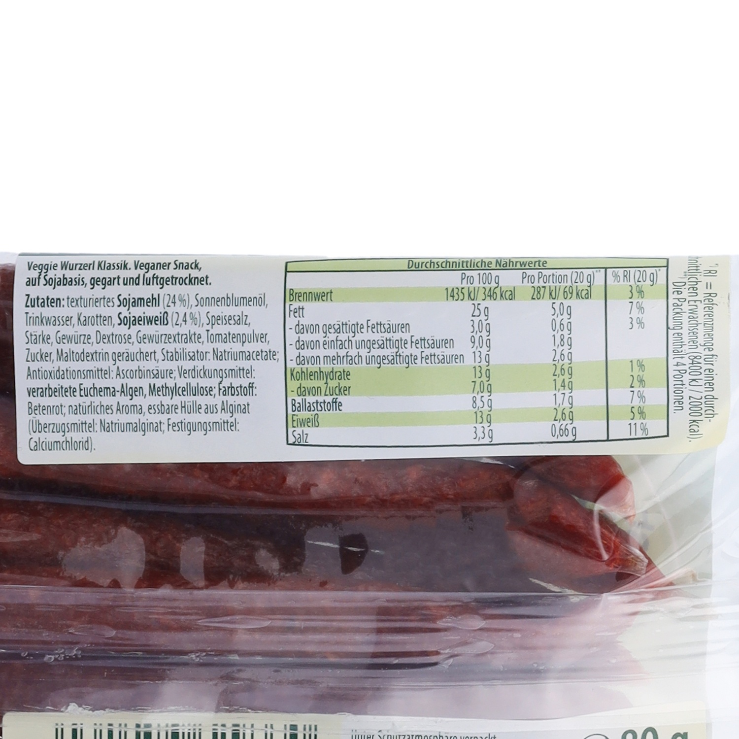 JUST VEG! Vegane Kaminwurzerl, Klassik 80 g