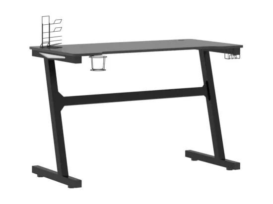 Bureau de jeu à LED en forme de Z noir 110x60x75 cm