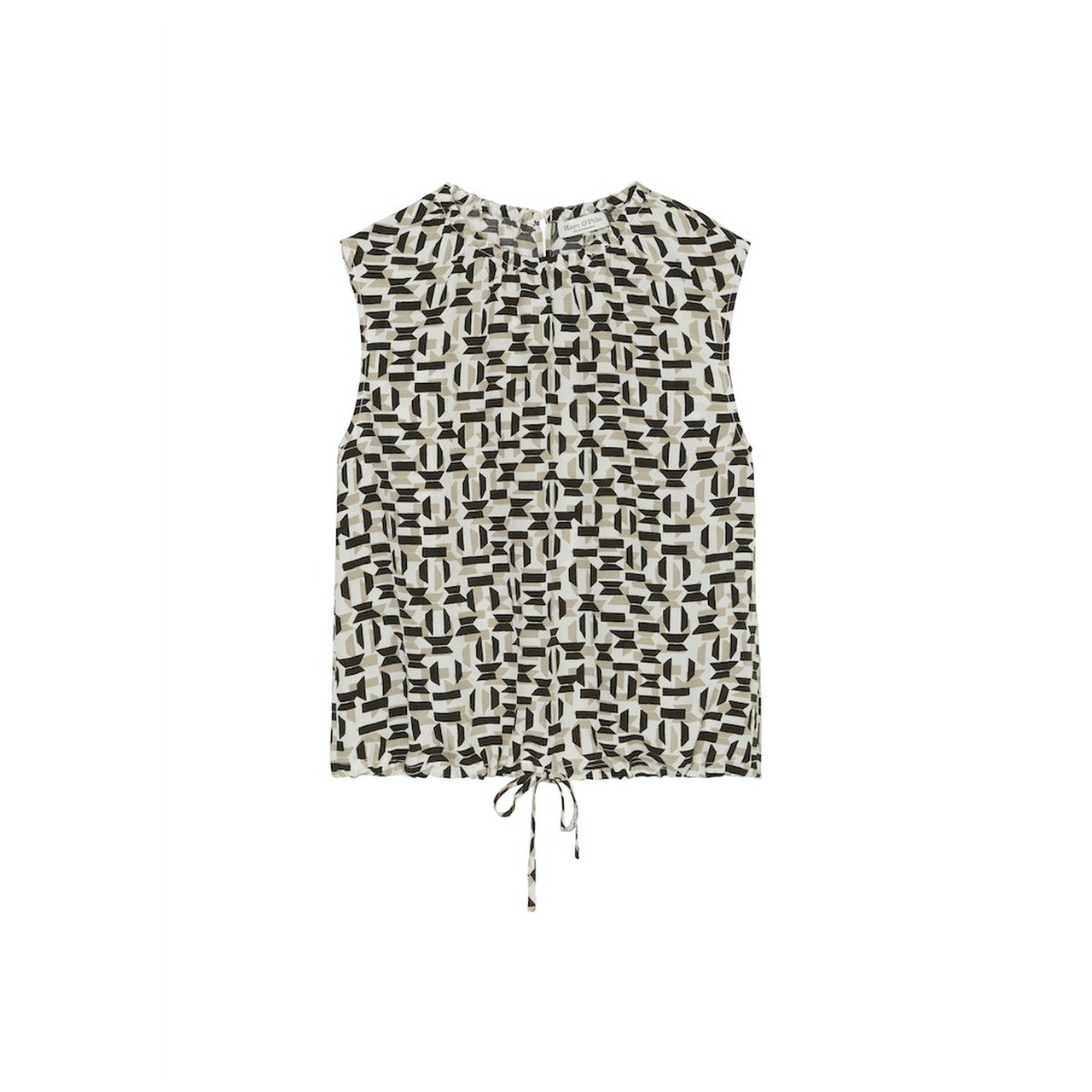 Marc o'Polo Woven Top, round neck, gatheri
