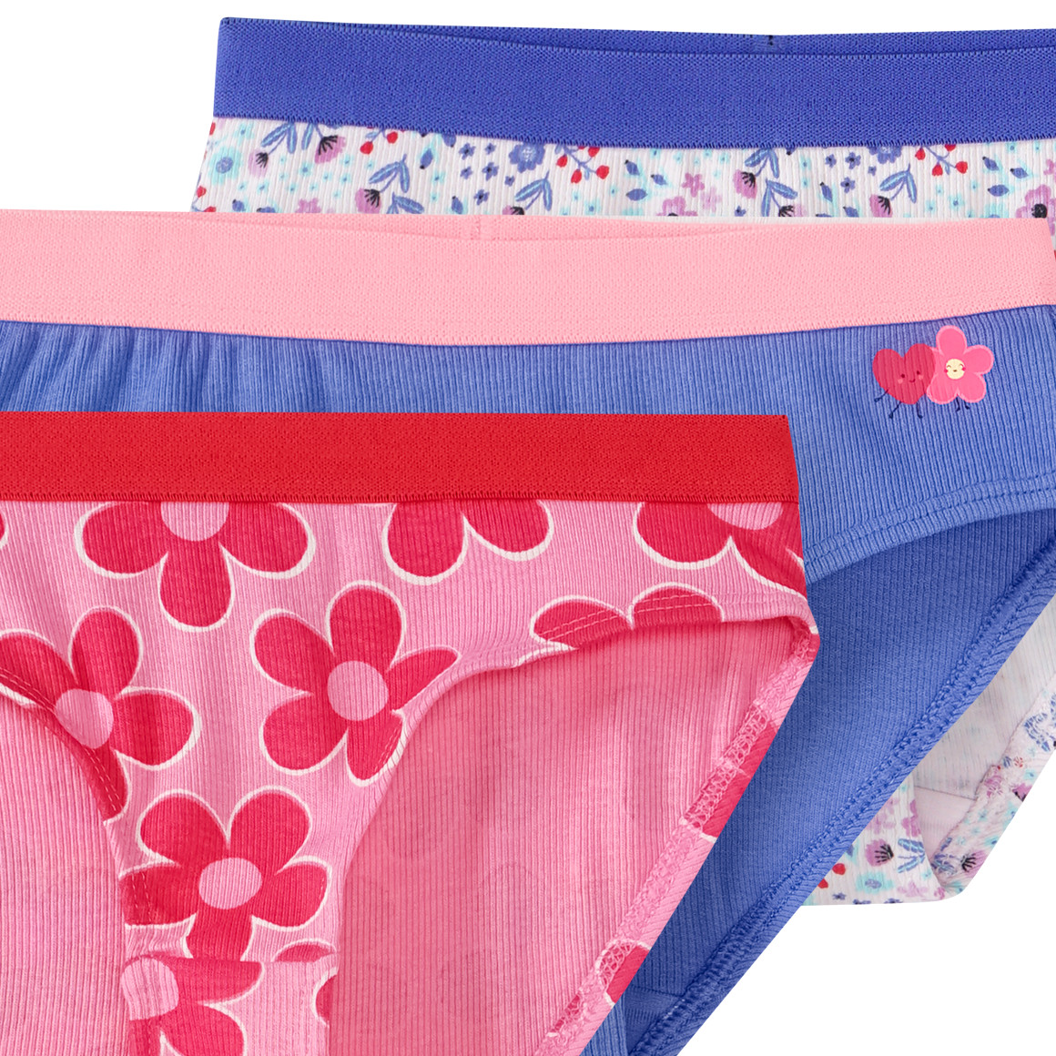 Famy 3 Mädchen Slips mit Rippstruktur rosa / zartrosa / blau