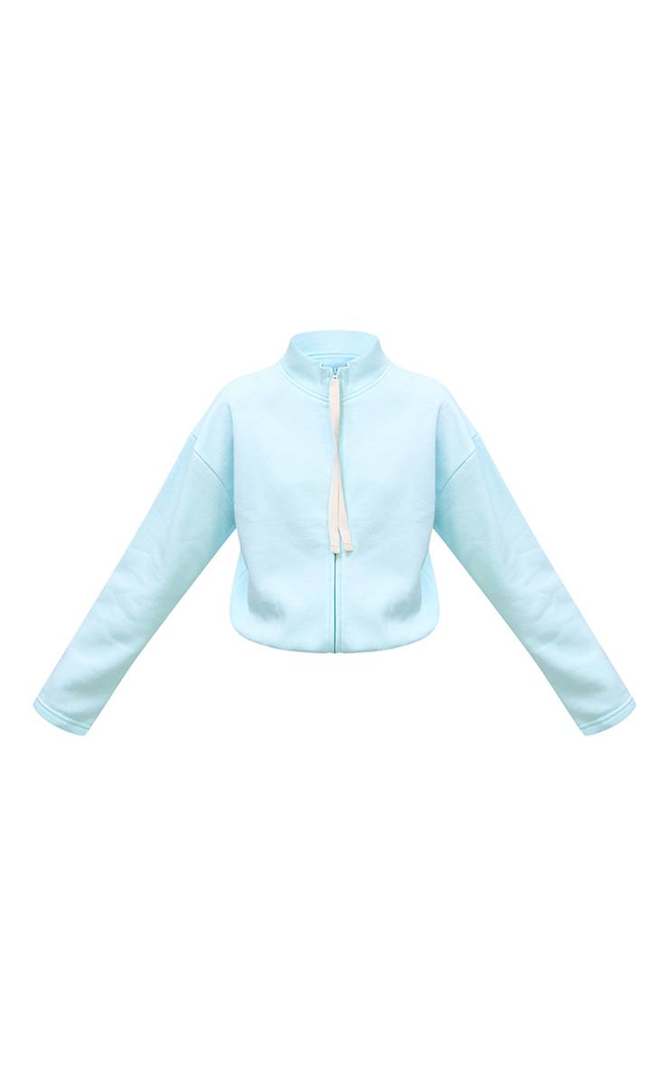 Bleu Clair Sweat-shirt Col Cheminée Avec Cordon De Serrage Contrasté