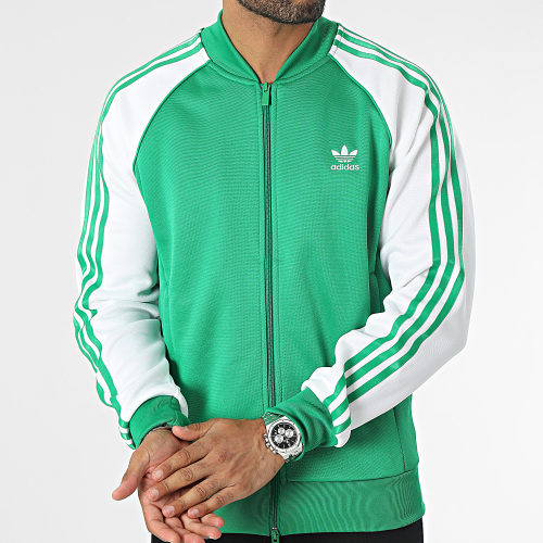 Veste Zippée A Bandes II5772 Vert Blanc