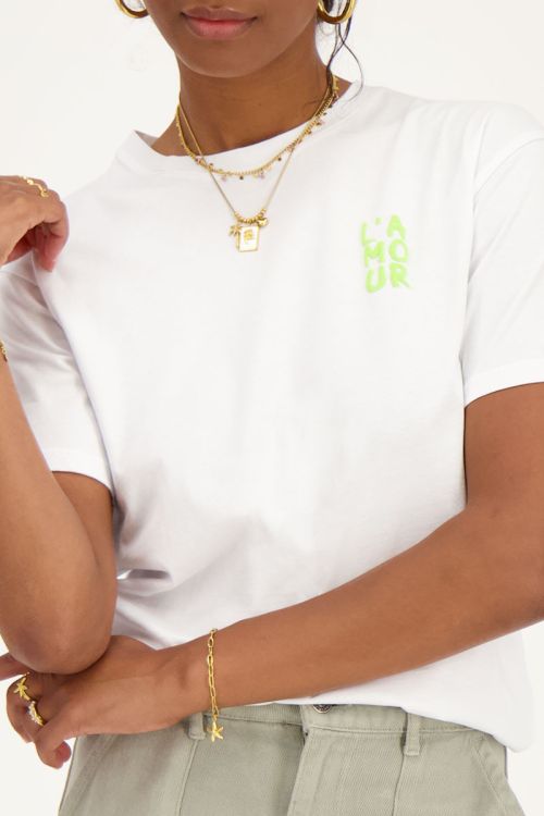 Wit T-shirt met groene 