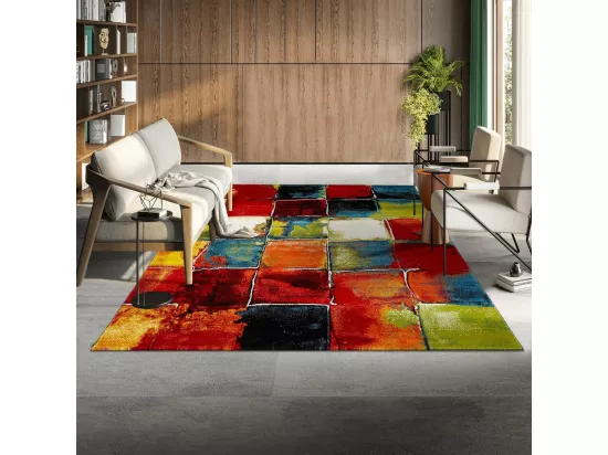tapis grand salon 280x380 tissé multicolore rectangle motif géométrique BELO 2