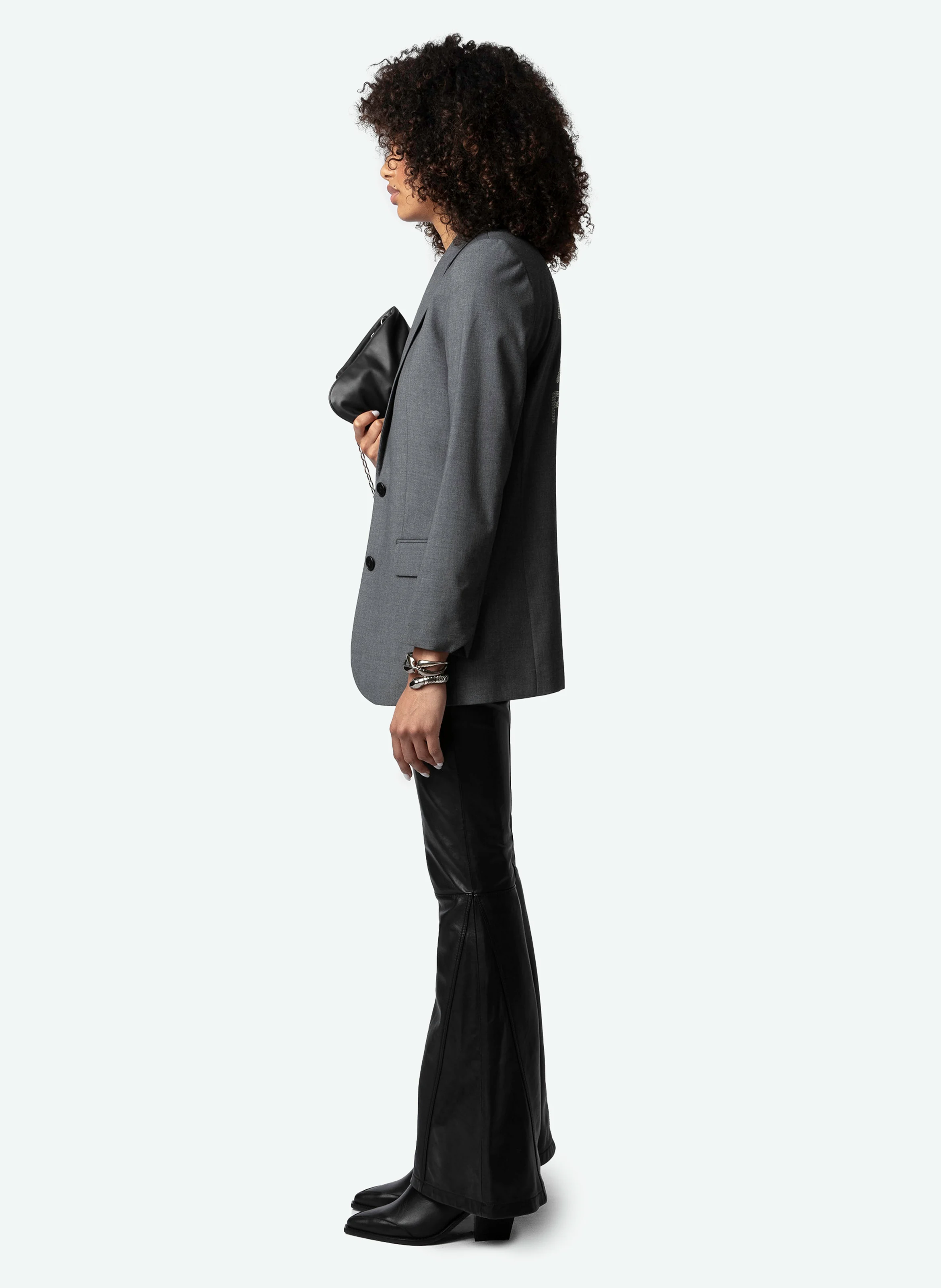 VIVA - Blazer col tailleur droit | Gris