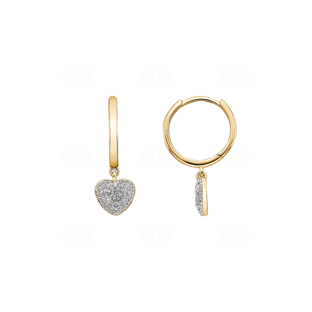 Kreolen 750/18 K Gelbgold Herz mit Diamanten 0.13 ct H/si