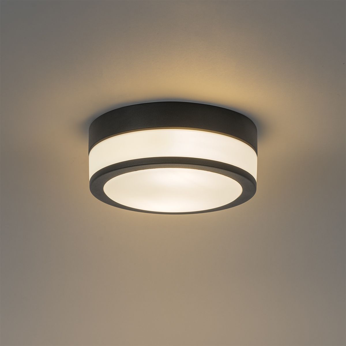 Moderne plafondlamp zwart 23 cm IP44  - Flavi