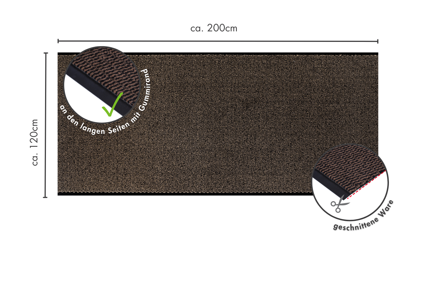 Easy Runner deurmat 120 x 200 cm in bruin