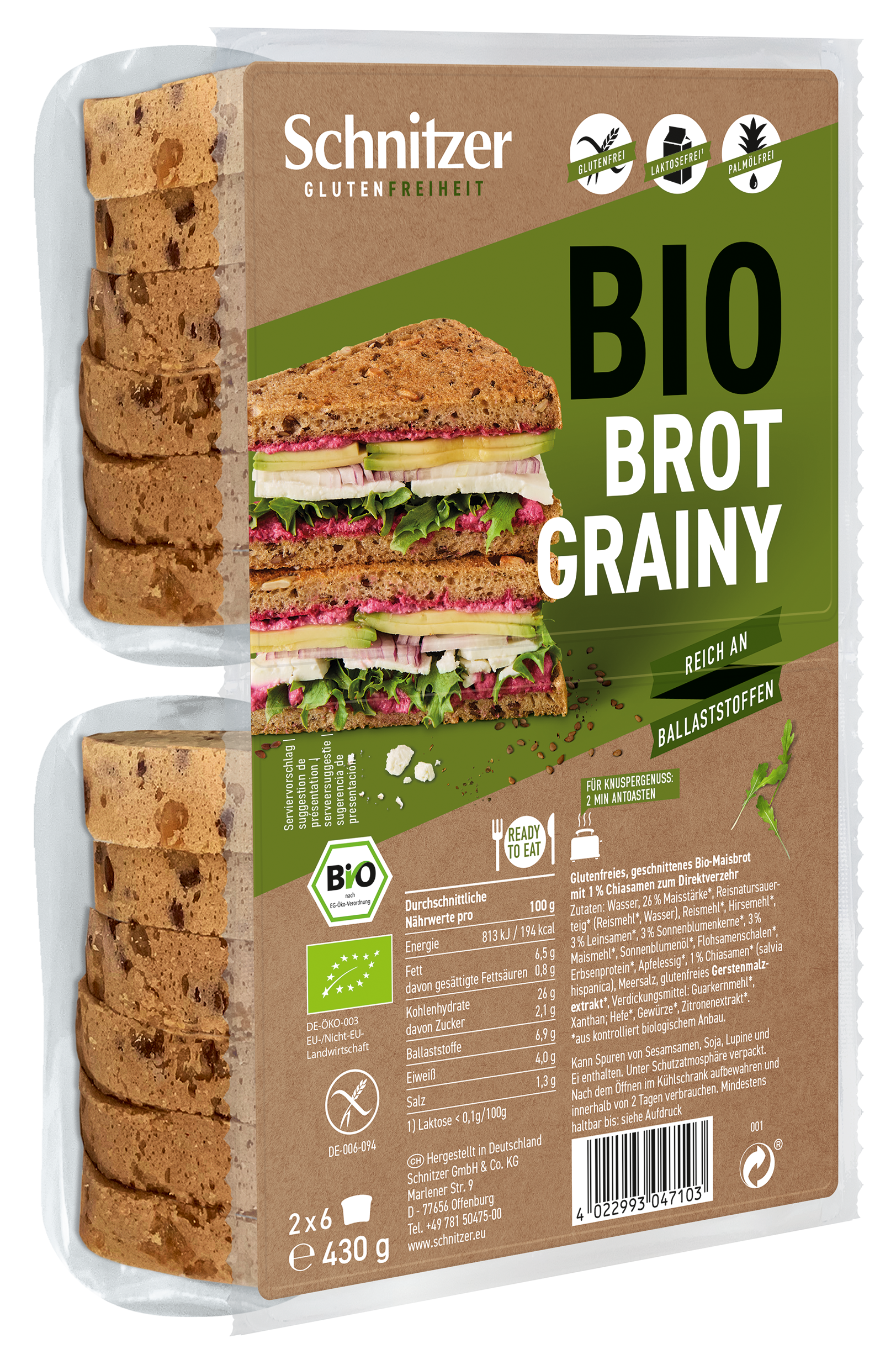 Schnitzer Bio Brot Grainy Glutenfrei