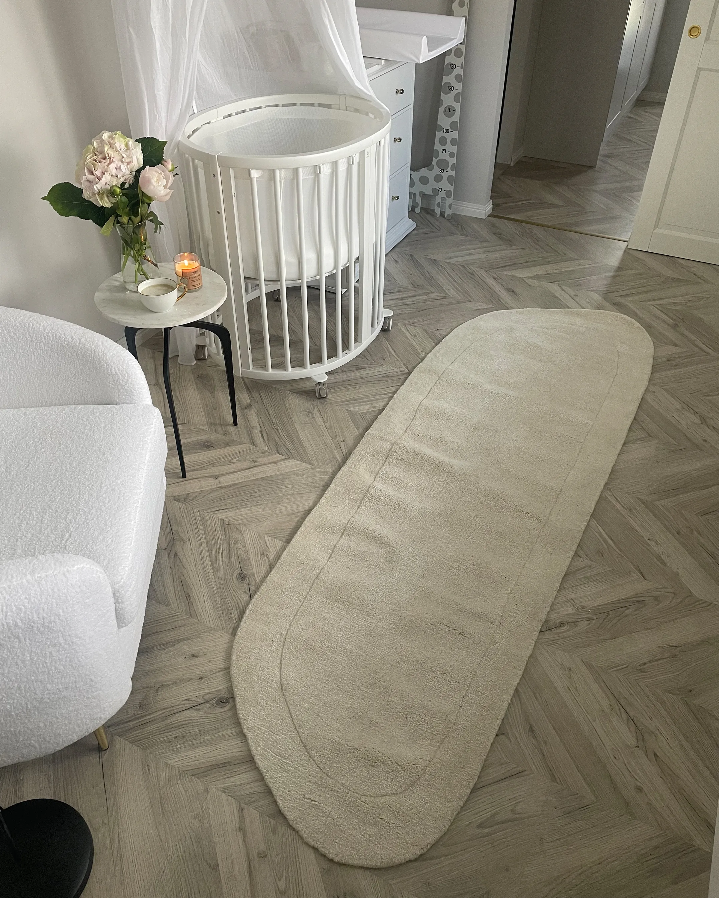 Vloerkleed BERANI Lichtbeige 80 x 250 cm Viscose