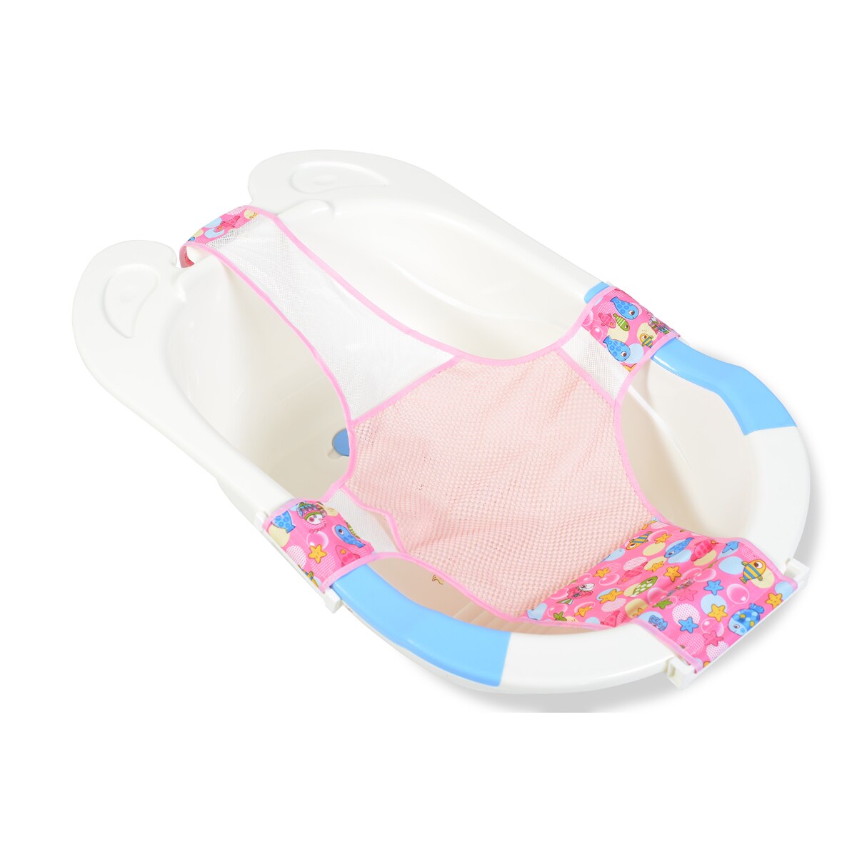 Moni Babywannennetz Salmon, Kunststoff Clips, Badewanneneinsatz, ab Geburt rosa