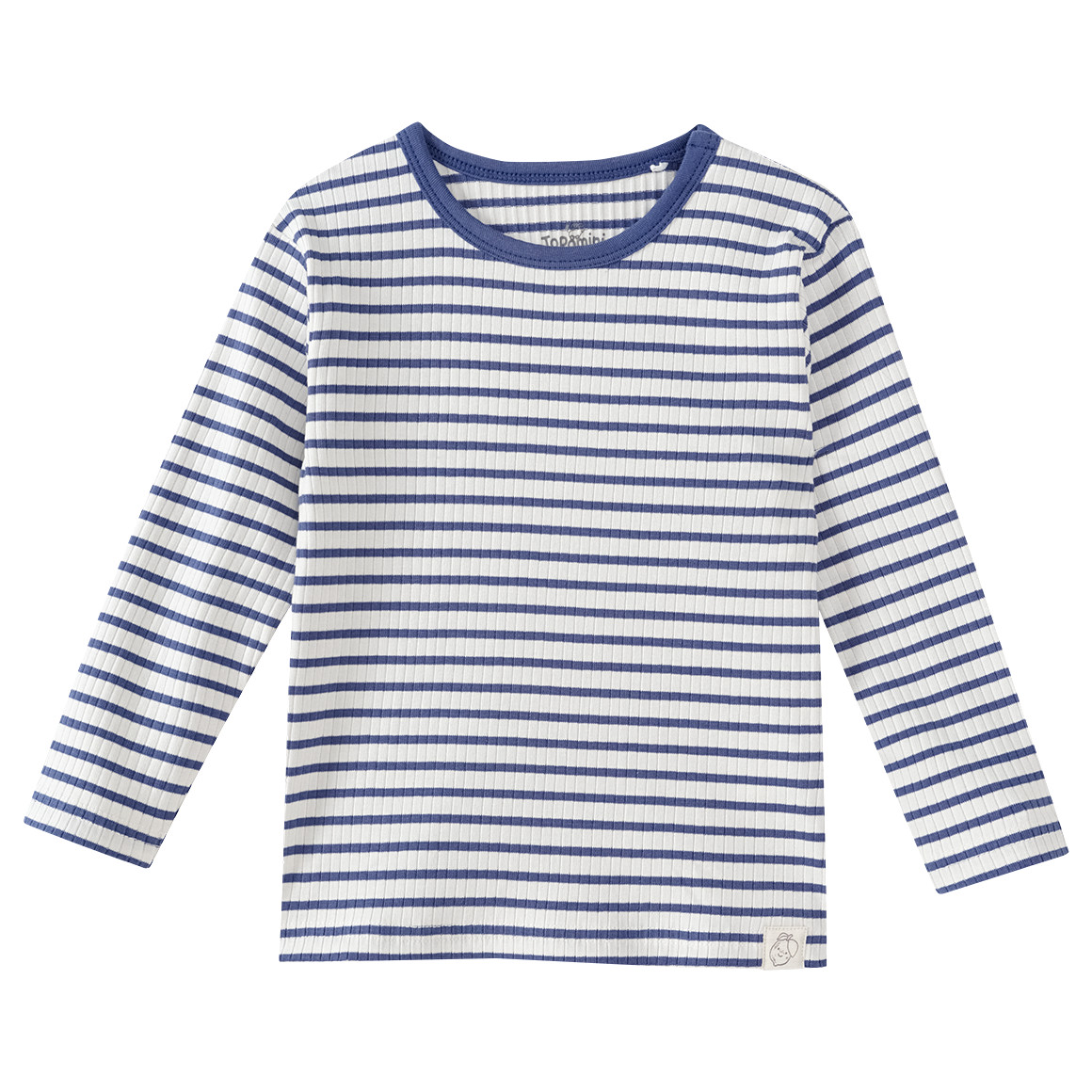 Topomini Pure Collection Baby Langarmshirt mit Rippstruktur weiss / dunkelblau
