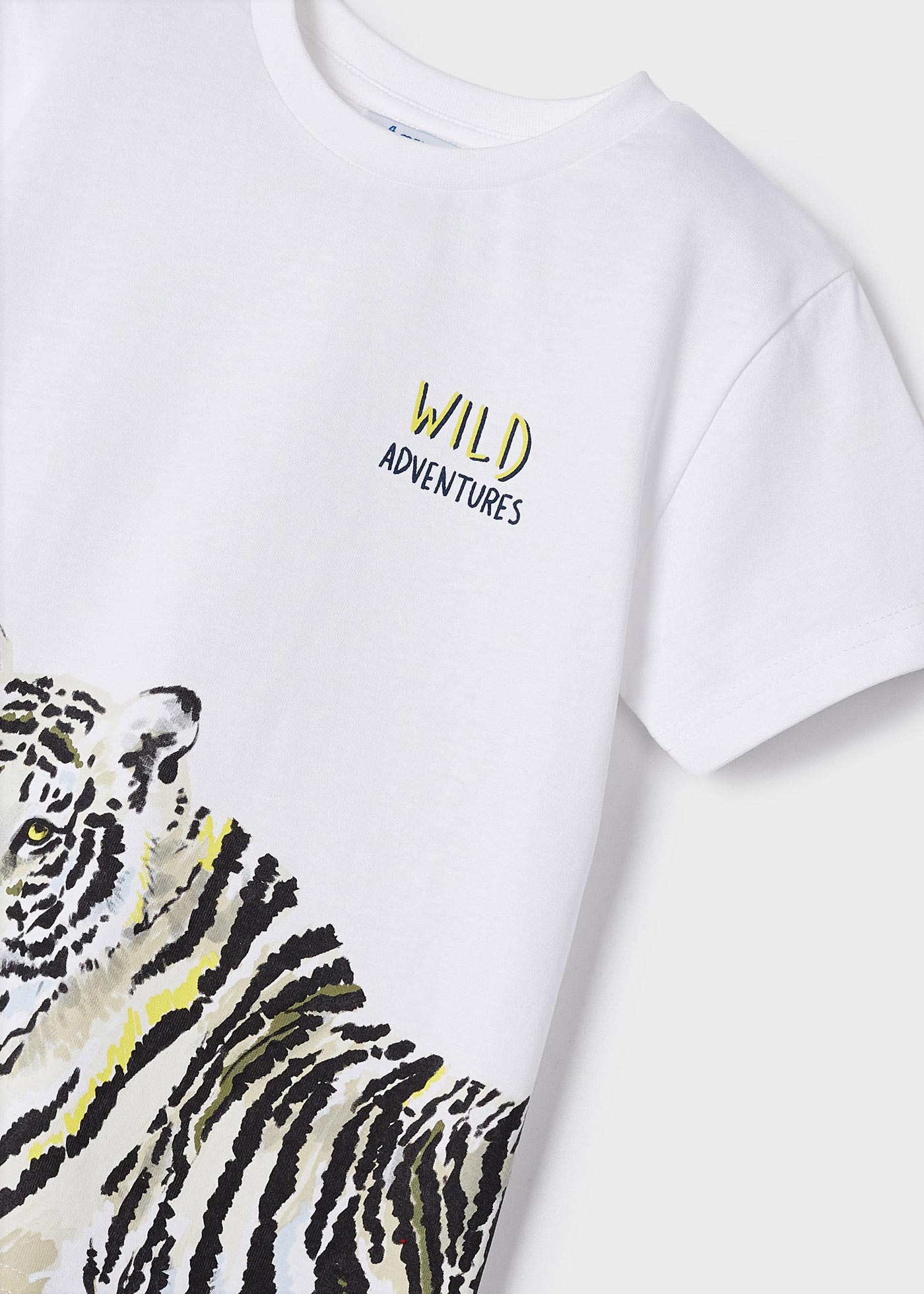 Camiseta infantil masculina em algodão sustentável com estampa.