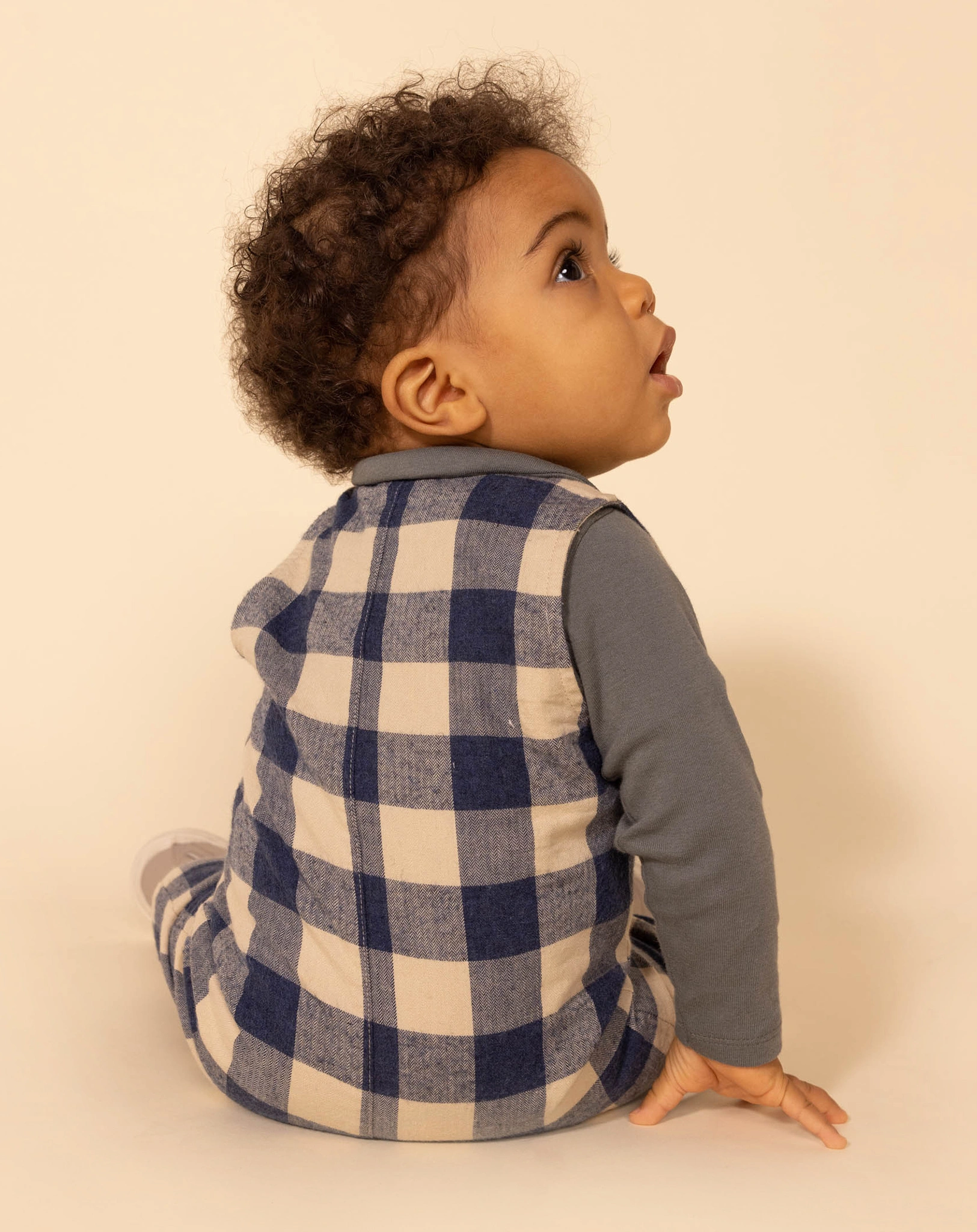 Jumpsuit LEOPOLD in beige/blau/kariert
