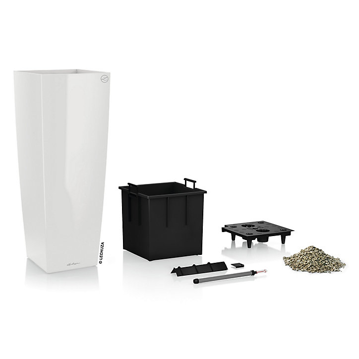 Pot carré Lechuza Alto Premium blanc brillant 40 x 40 x h.105 cm