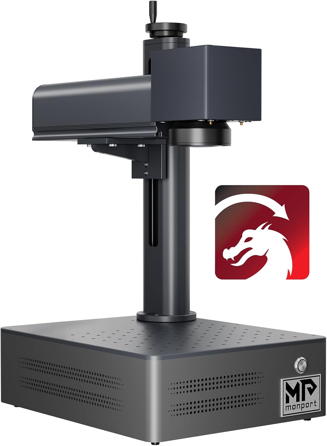 Monport 30W Faserlaser Graviermaschine mit LightBurn, 10.000 mm/s Schnellgravur, 2,5D-Metallgravur mit 0,01 mm Präzision, Kompatibel mit BSLcad, Desktop-Lasergravierer für Schmuck Glastassen/-Becher