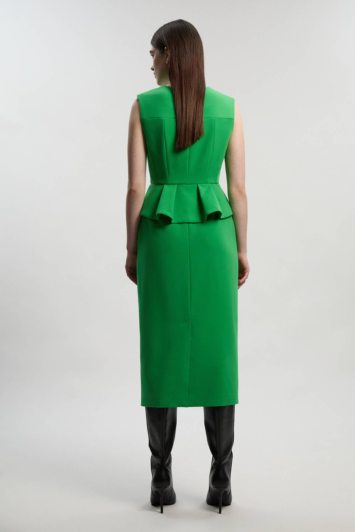 KarenMillen Robe Midi Ajustée À Basque En Tissu Stretch Compact