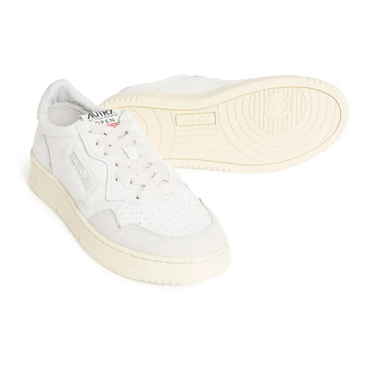 Autry Baskets Open Mid Cuir/Suede | Blanc