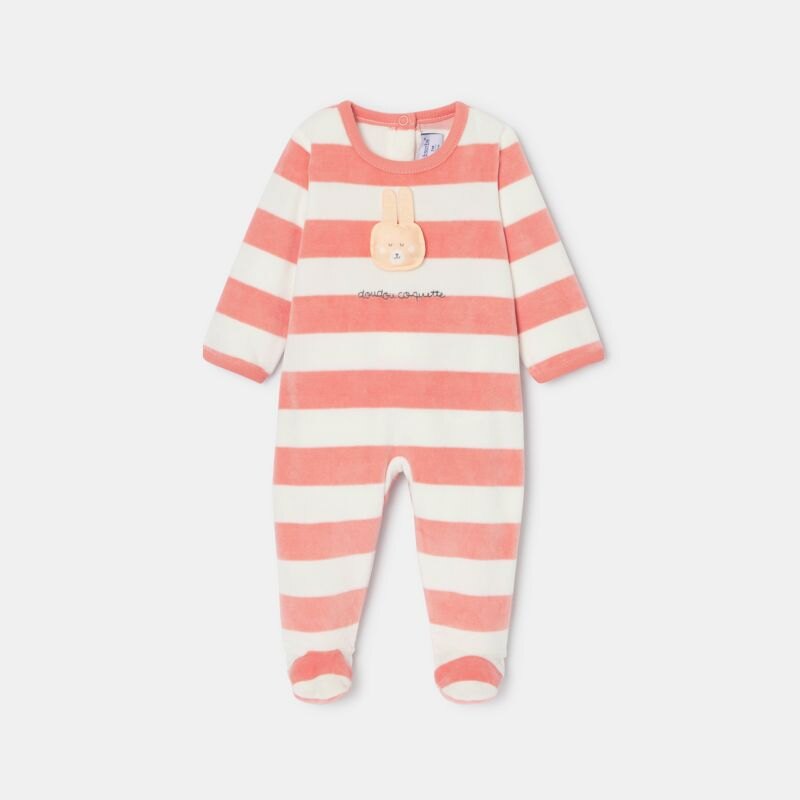 Dors-bien bébé velours rayé rose mixte Absorba Aucune nuance