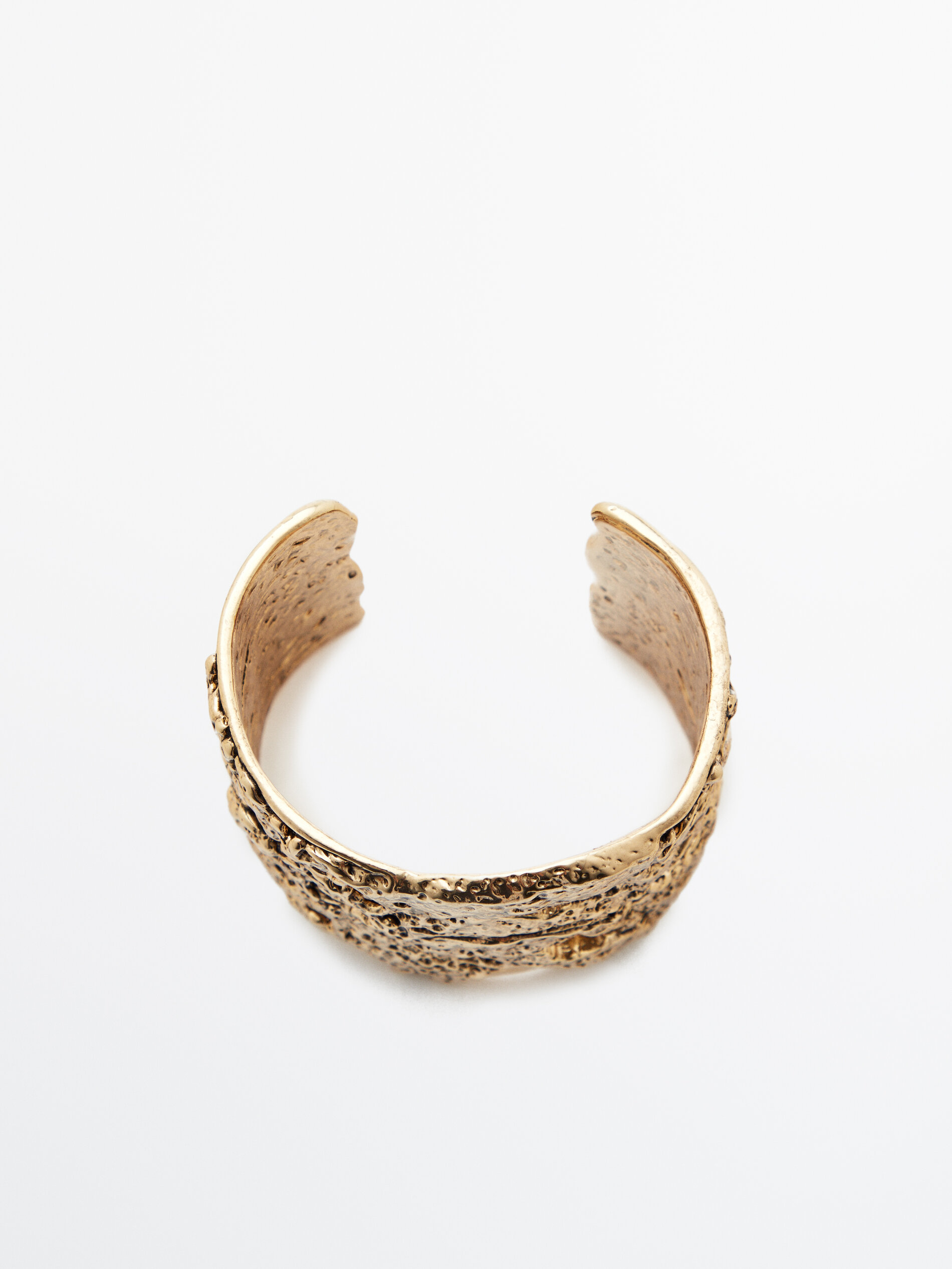 Pulseira rígida com textura banhada a ouro - OURO