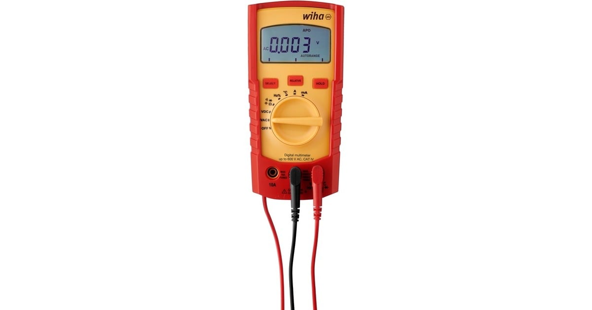 WihaDigitale multimeter tot 1.000 V AC, CAT IV meetapparaat  (Rood/geel)