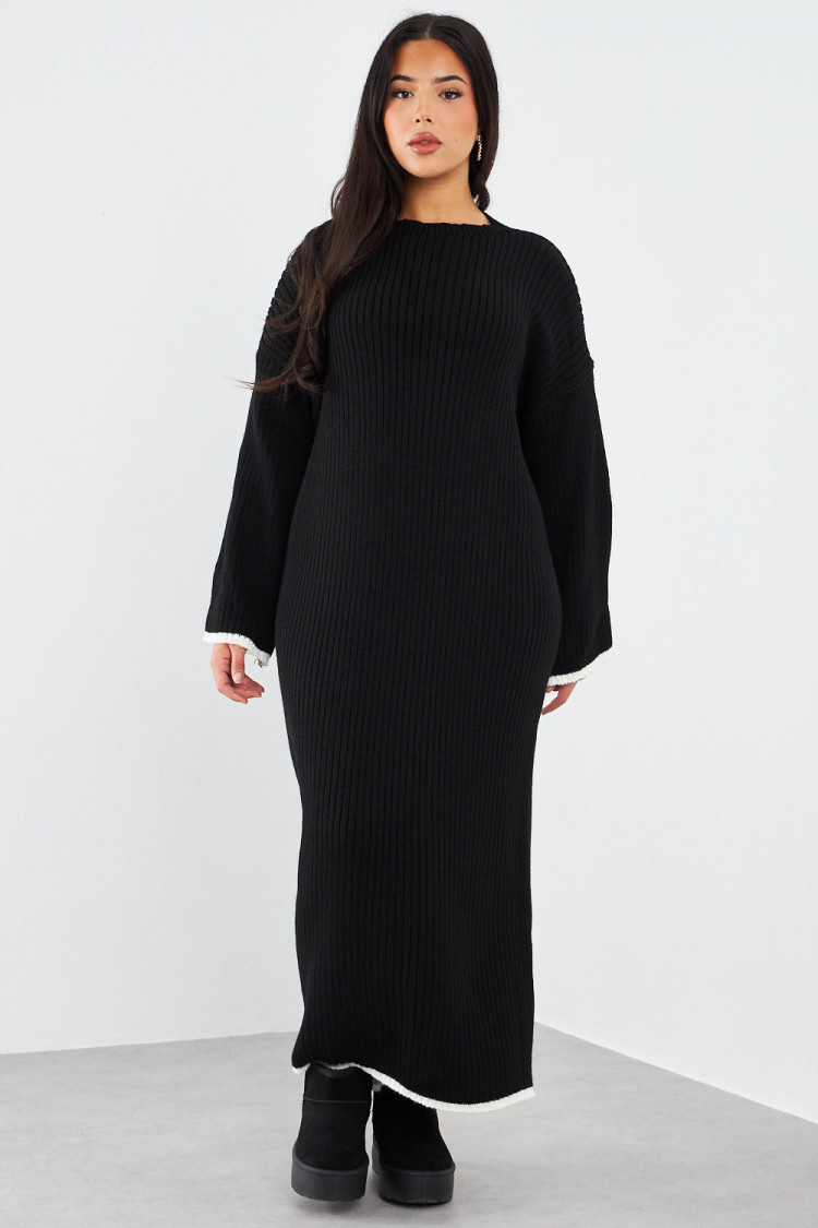 Robe pull noire longue