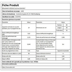 Lave-vaisselle encastrable Asko DSD747U