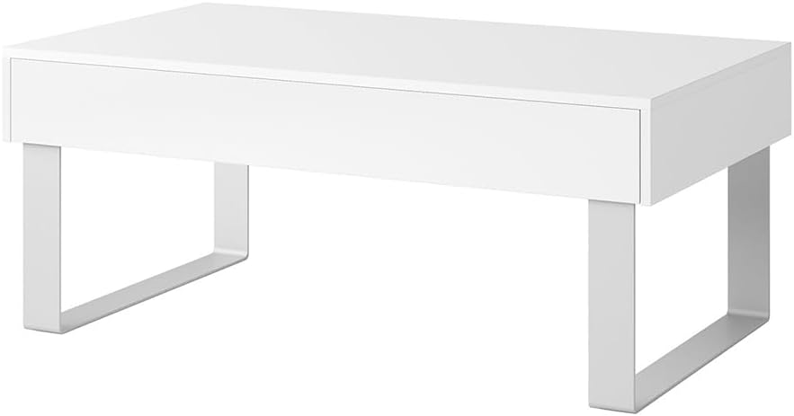 Lomadox Couchtisch mit 2 Schubkästen in weiß Hochglanz, B/H/T ca. 110/45/63,5 cm